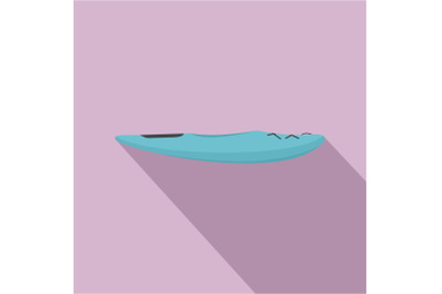 Blue kayak icon, flat style