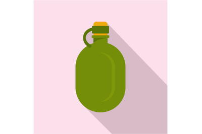 Metal water flask icon, flat style