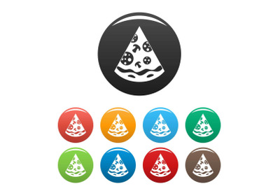 Pizza slice icons set color vector
