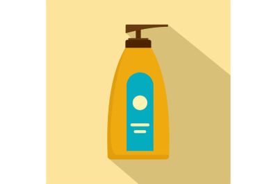 Dispenser lotion sun icon, flat style