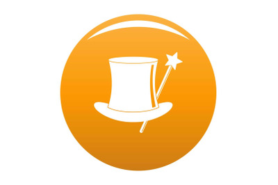 Hat with a wand icon vector orange