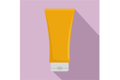 Sun protection cream icon, flat style