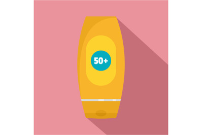 50 sun protection creme icon, flat style