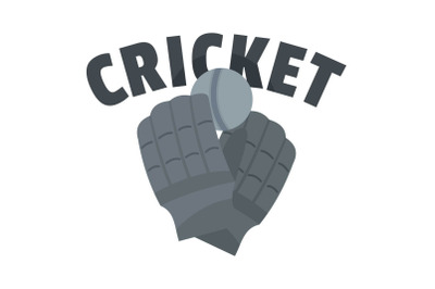 Cricket gloves logo, flat style