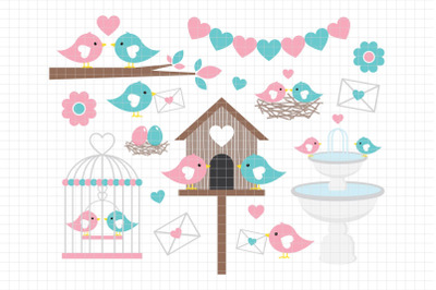 Valentine Birds-Digital Clipart (LES.CL21A)