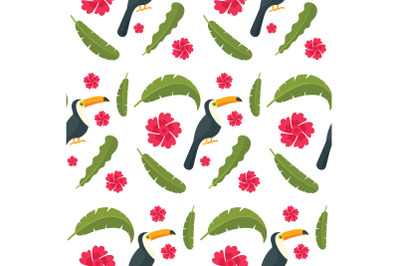 Toucan parrot bird seamless pattern, flat style