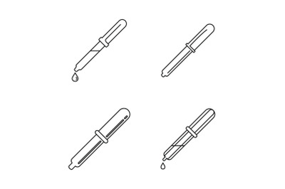 Pipette medical dropper icons set, outline style