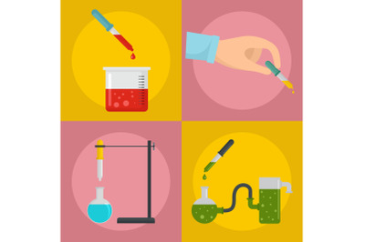 Pipette dropper banner concept set, flat style