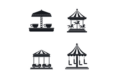 Carousel carnival horse icons set, simple style
