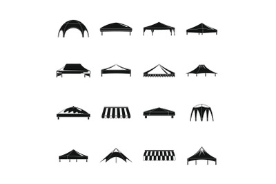 Canopy shed overhang icons set, simple style