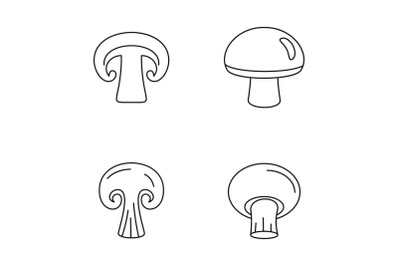 Champignon mushroom icons set, outline style