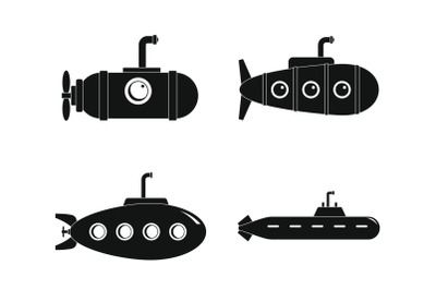 Periscope telescope icons set, simple style