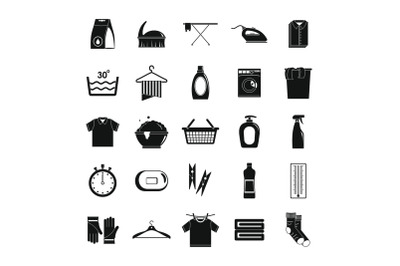 Laundry service icons set, simple style