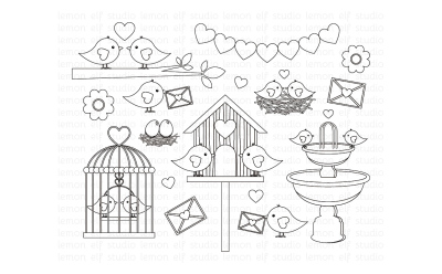 Valentine Birds-Digital Stamp (LES.DS21)