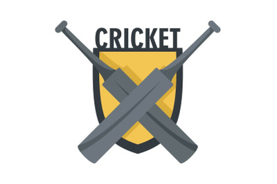 Cricket crossed bats logo, flat style