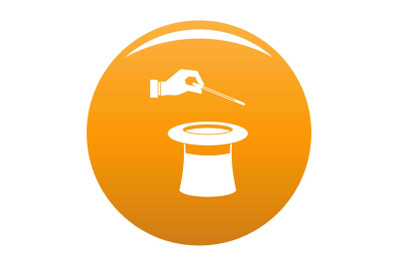 Hat with hand icon vector orange