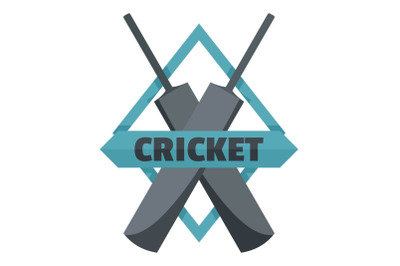 Crossed bats cricket logo, flat style