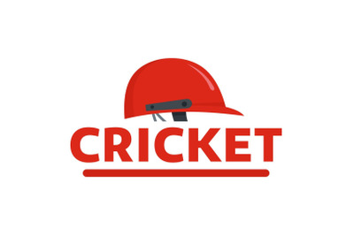 Red cricket helmet logo, flat style