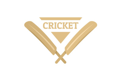 Wood cricket bats logo, flat style