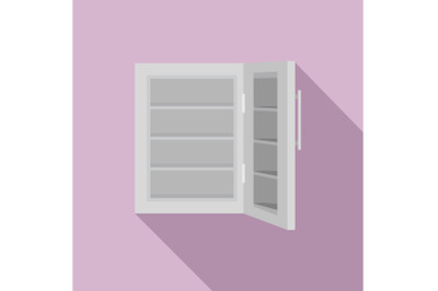Glass door fridge icon, flat style