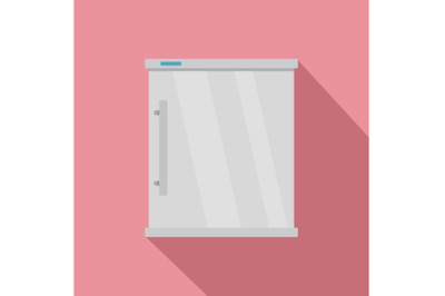 White refrigerator icon, flat style