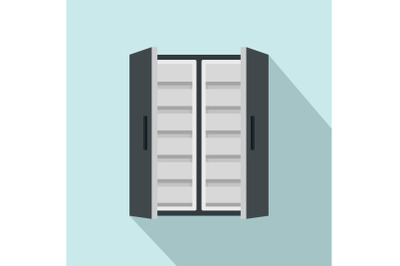 Double door freeze icon, flat style