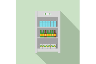 Drinks refrigerator icon, flat style