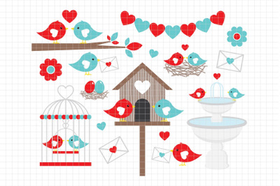 Valentine Birds-Digital Clipart (LES.CL21B)