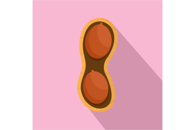 Half of peanut icon, flat style