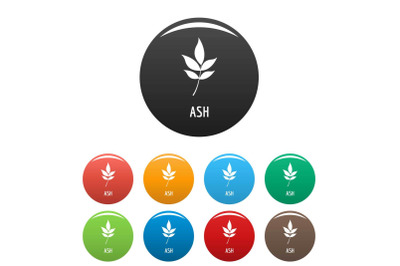 Ash leaf icons set color vector