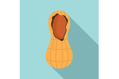 Crack peanut icon, flat style
