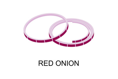 Sliced red onion icon, isometric style