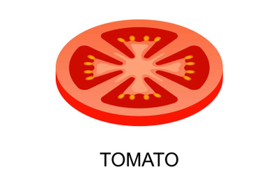Sliced tomato icon, isometric style