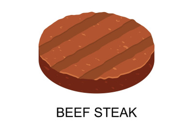 Beef steak icon, isometric style