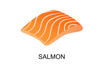 Slice of salmon icon, isometric style