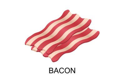 Slice of bacon icon, isometric style