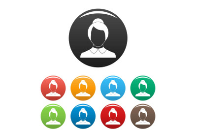 Female user icons set color vector