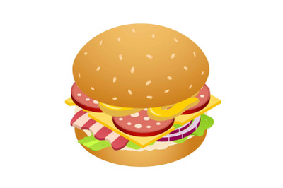 Cheesburger icon, isometric style