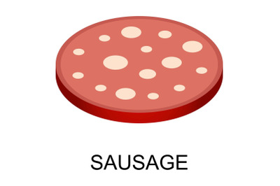 Sliced sausage icon, isometric style