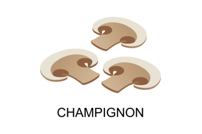 Sliced champignon icon, isometric style