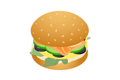 Fresh burger icon, isometric style