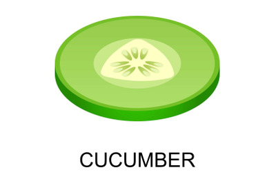 Cut cucumber icon, isometric style