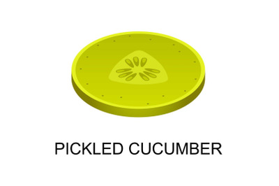 Sliced pickled cucumber icon, isometric style