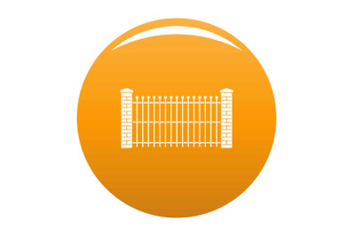 Brick and metal fence icon vector orange