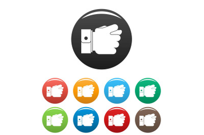 Hand greed icons set color vector