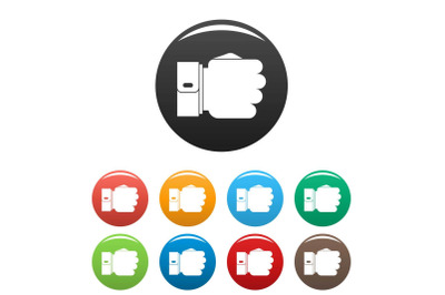 Hand fist icons set color vector