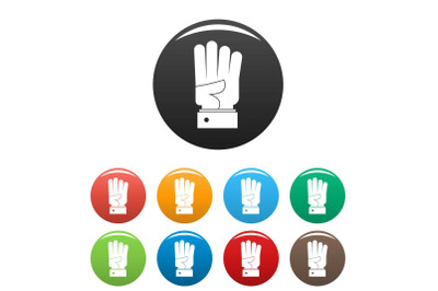 Hand four icons set color vector