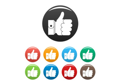 Hand excellent icons set color vector