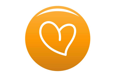 White heart icon vector orange