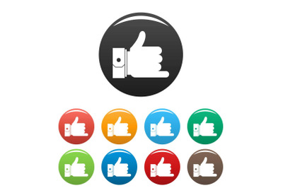 Hand call icons set color vector